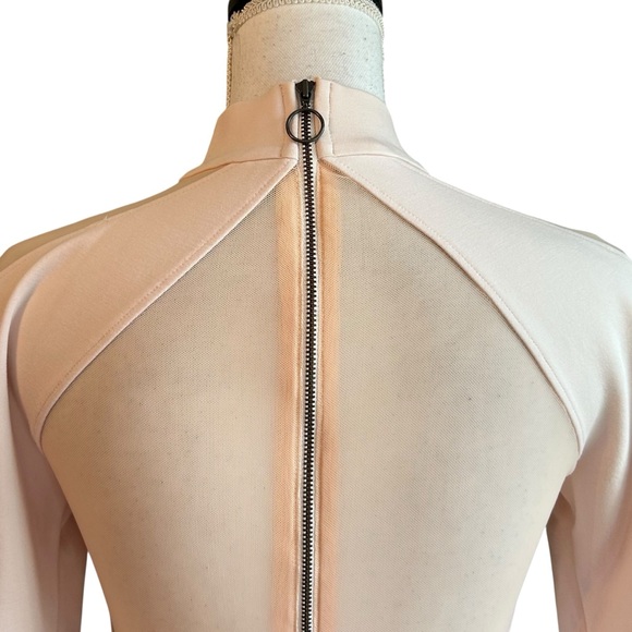 Free People Monarch Mesh Inset Long Sleeve Zip Back Top Women’s SZ S Ballet Pink - Picture 7 of 9
